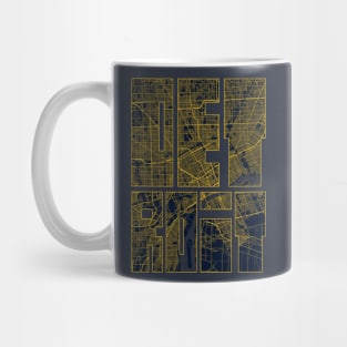 Detroit, USA City Map Typography - Gold Art Deco Mug